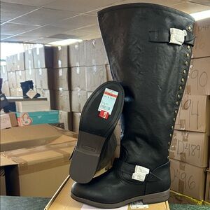 Journee Collection Combat Moto Boots with Stud Accents (EXTRA WIDE CALF)